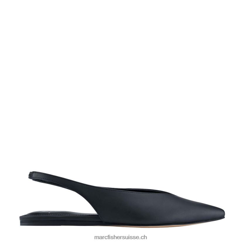 femmes Marc Fisher gracieux bout pointu plat 084JBX328 Cuir noir