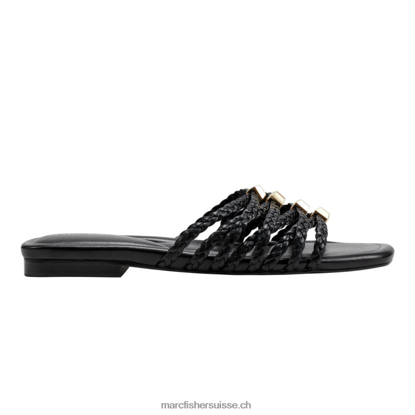 femmes Marc Fisher sandale à glissière plate lelina 084JBX486 noir tissé