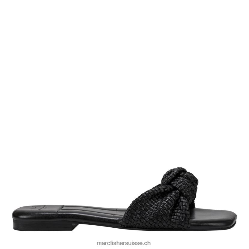 femmes Marc Fisher sandale à glissière plate marlon 084JBX275 Cuir noir