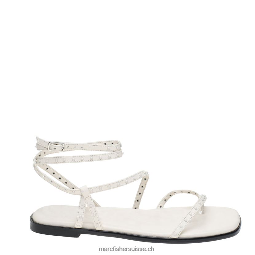 femmes Marc Fisher sandale plate nalica 084JBX320 cuir blanc