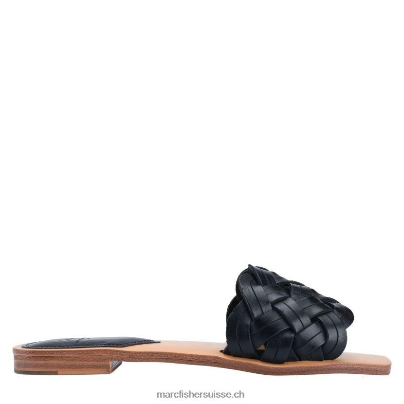 femmes Marc Fisher toboggan plat rebecca 084JBX322 Cuir noir