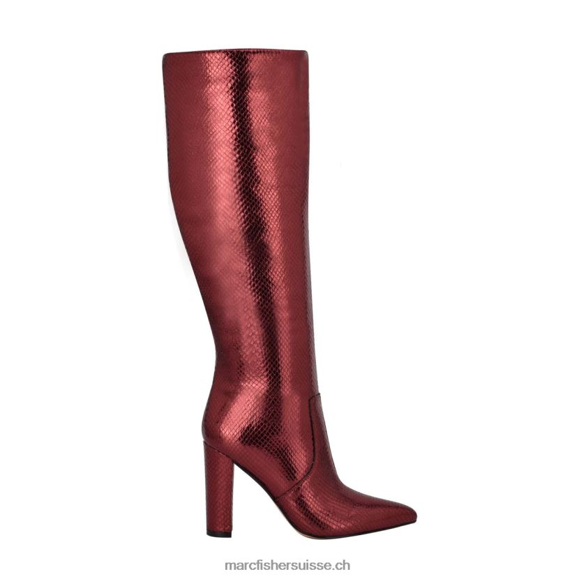 femmes Marc Fisher botte à talon giancarlo 084JBX156 daim serpent rouge