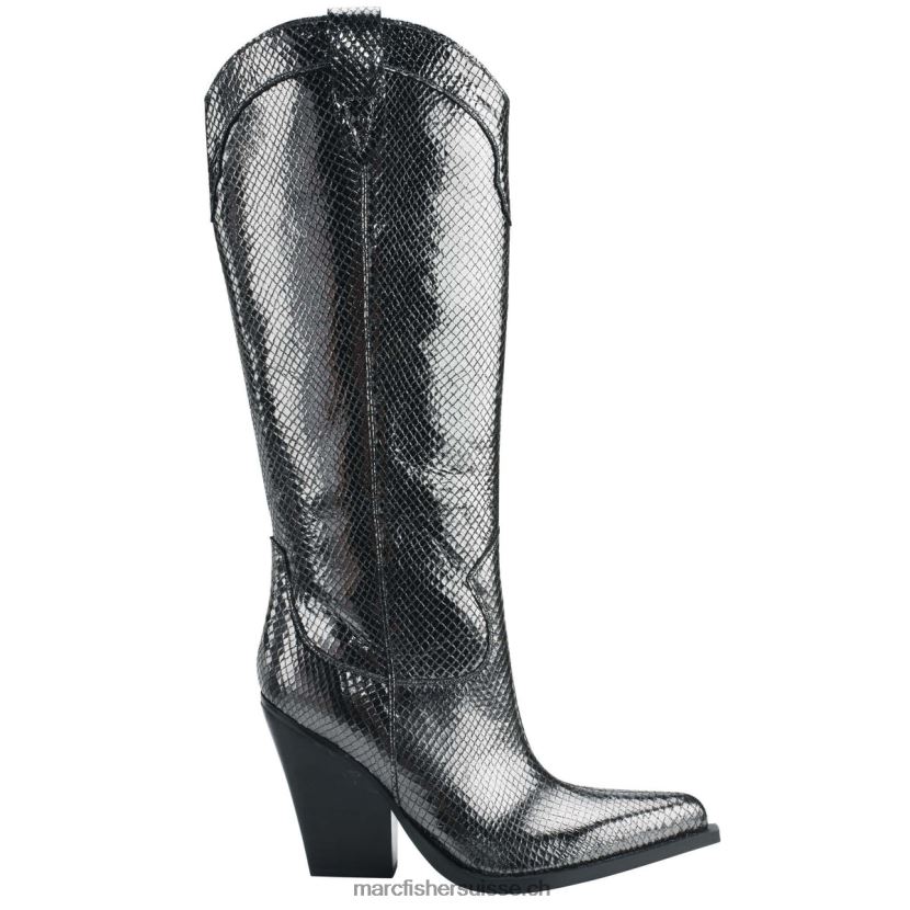 femmes Marc Fisher botte western nalita 084JBX161 serpent en cuir gris foncé