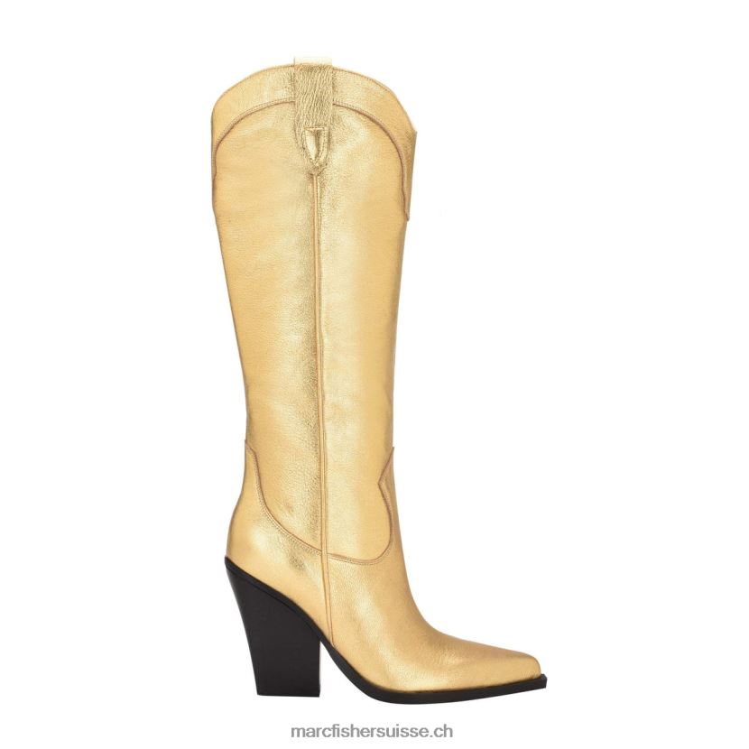 femmes Marc Fisher botte western nalita 084JBX169 cuir doré