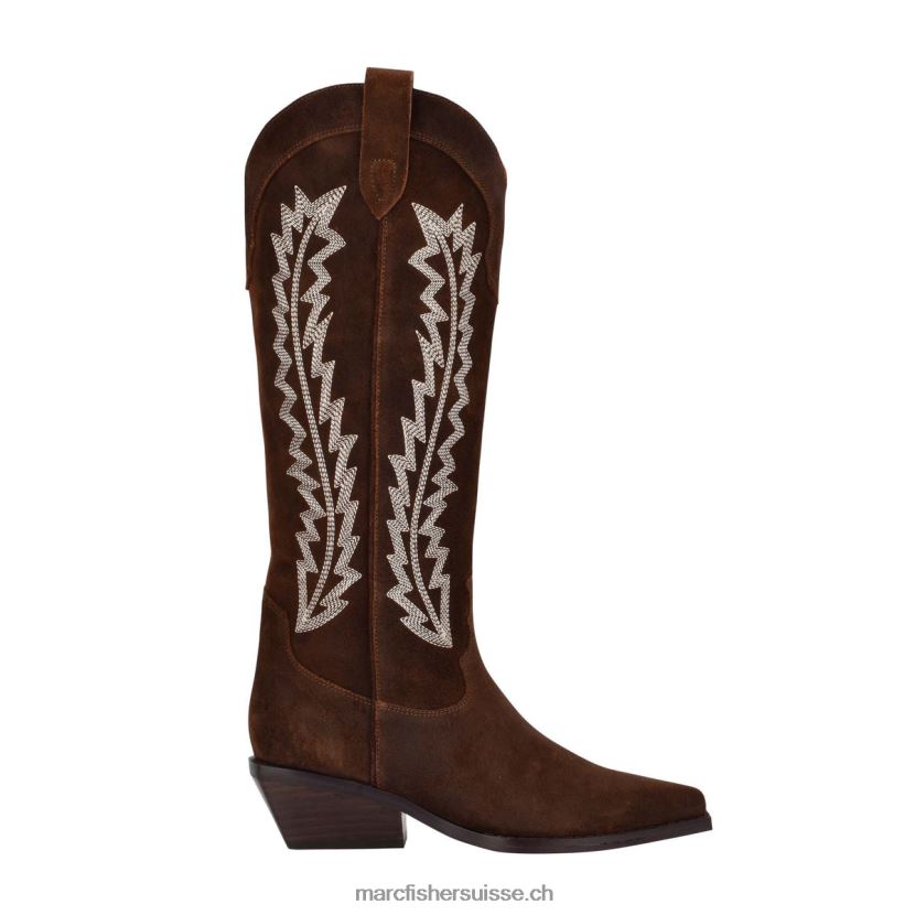 femmes Marc Fisher botte western roselle 084JBX182 daim marron