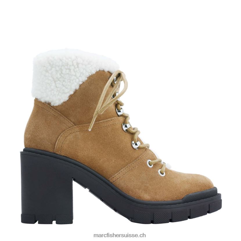 femmes Marc Fisher bottillon de combat à talon vacinta 084JBX135 suède cognac