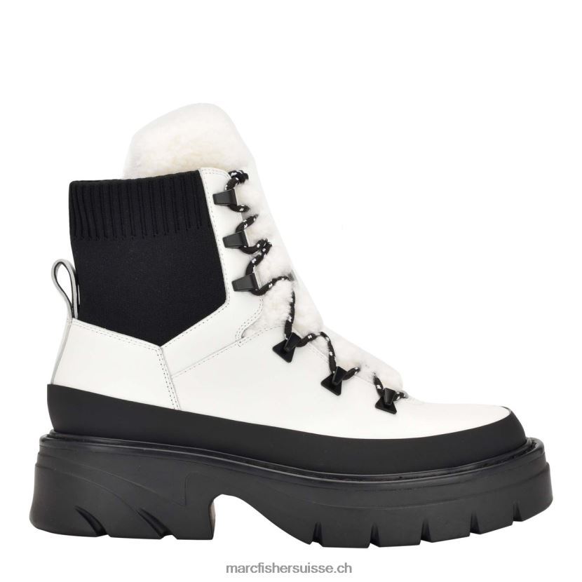 femmes Marc Fisher bottillon izuma à semelle luge 084JBX50 cuir chic crème/noir
