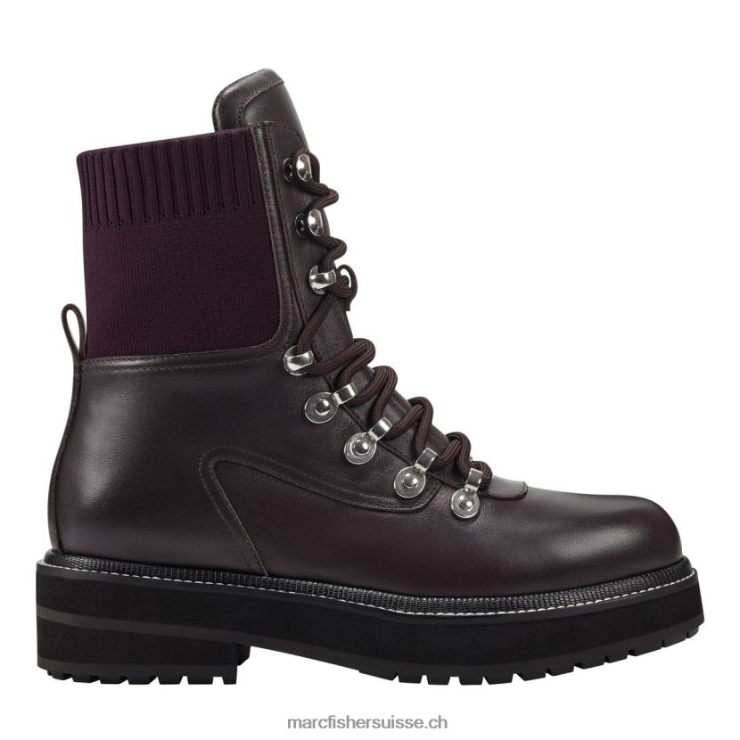femmes Marc Fisher bottillon à lacets elwa 084JBX29 vin/cuir noir