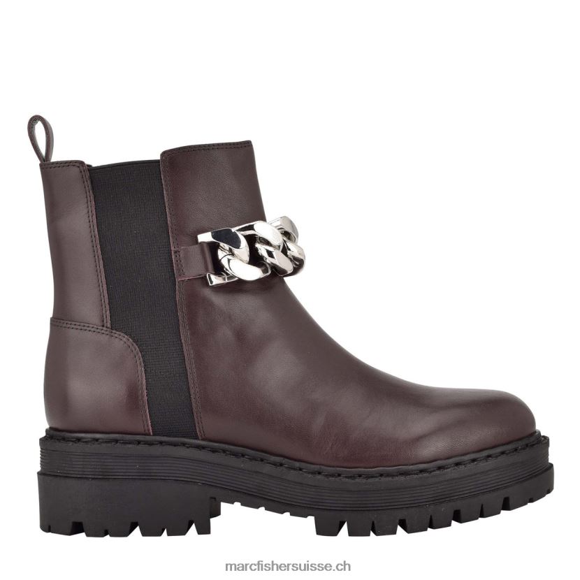 femmes Marc Fisher bottillon parrie à semelle crantée 084JBX131 cuir bordeaux