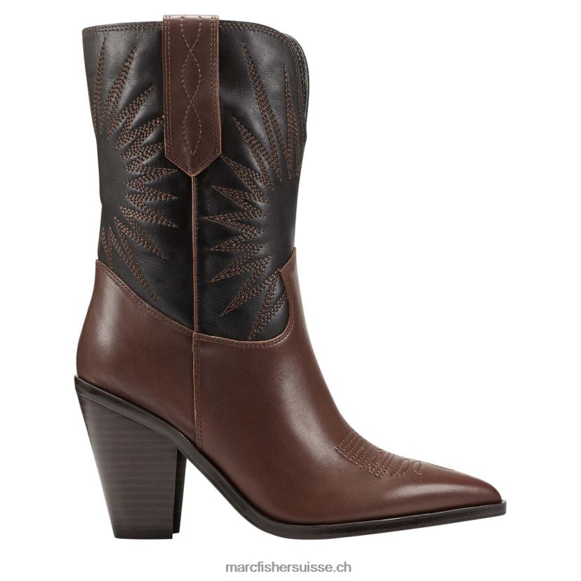 femmes Marc Fisher bottillon rogers western 084JBX27 cuir marron moyen