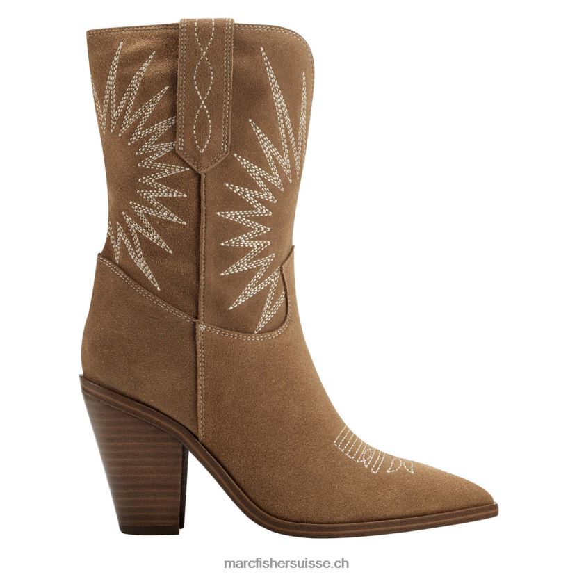 femmes Marc Fisher bottillon rogers western 084JBX51 daim naturel foncé