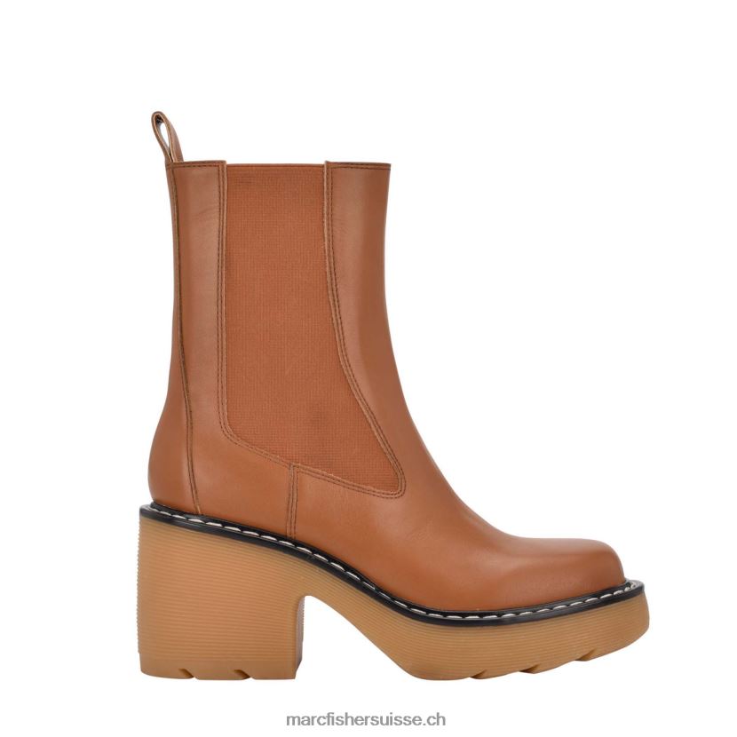 femmes Marc Fisher bottillon à semelle crantée fredy 084JBX105 cuir naturel foncé/naturel