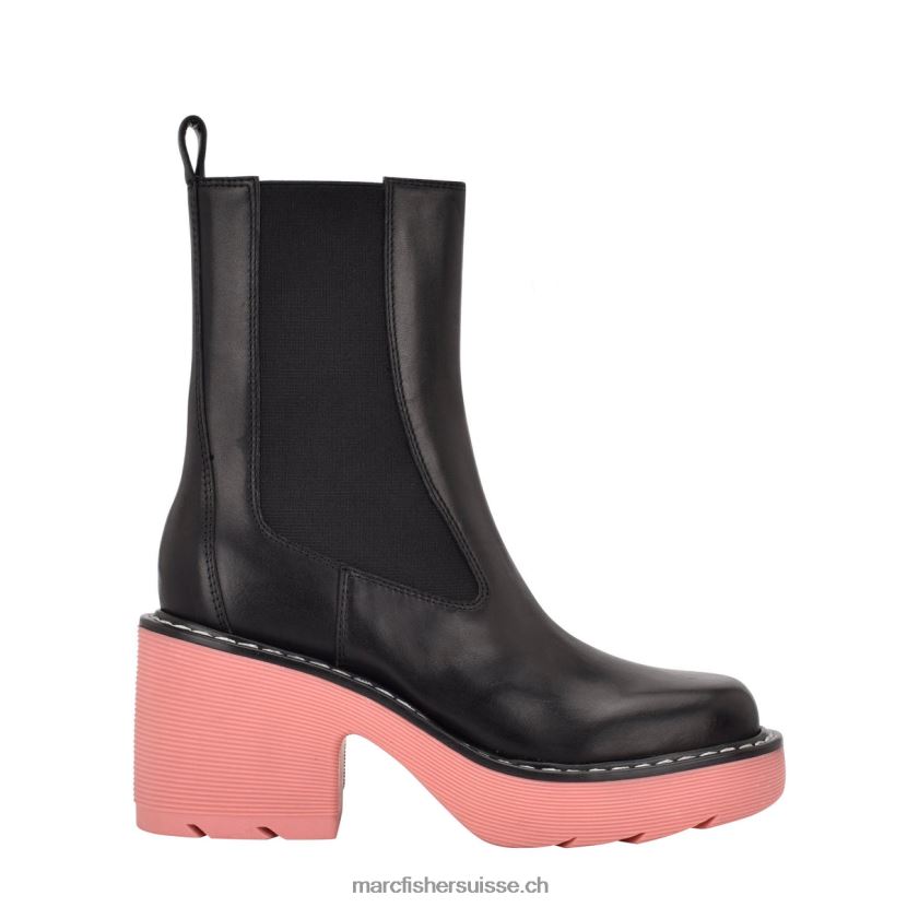 femmes Marc Fisher bottillon à semelle crantée fredy 084JBX41 cuir noir/rose