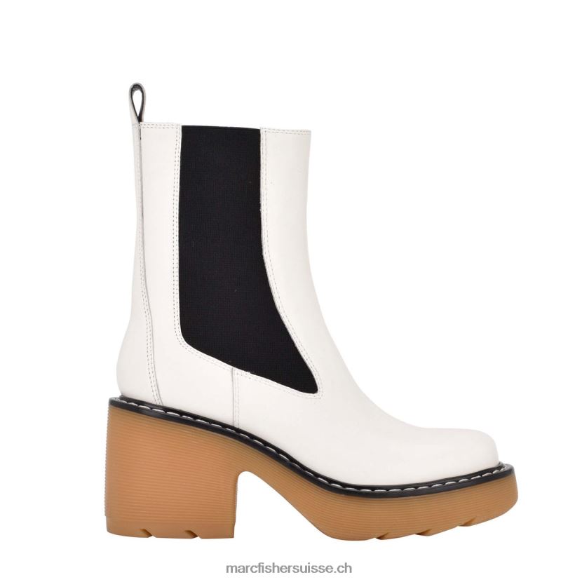 femmes Marc Fisher bottillon à semelle crantée fredy 084JBX90 cuir blanc/naturel