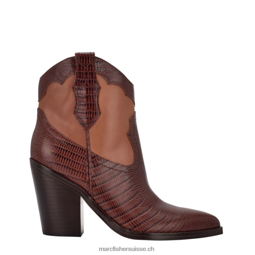femmes Marc Fisher gona bottine western 084JBX114 cuir beige foncé