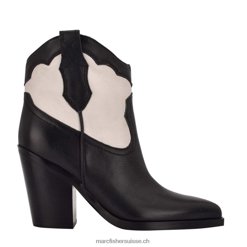 femmes Marc Fisher gona bottine western 084JBX120 cuir noir/crème chic