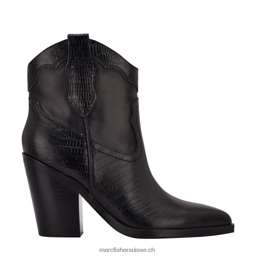 femmes Marc Fisher gona bottine western 084JBX123 Cuir noir