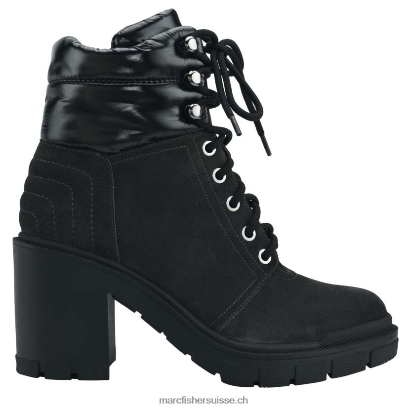 femmes Marc Fisher velima bottillon à lacets et semelle crantée 084JBX68 daim/nylon gris foncé