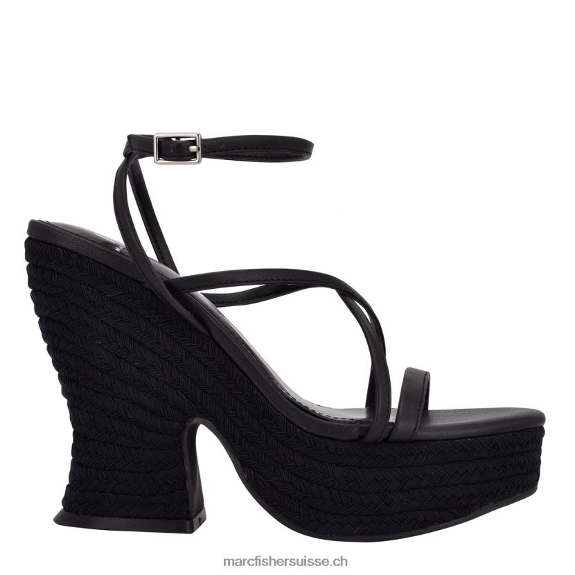 femmes Marc Fisher aller chercher une sandale à talon espadrille 084JBX265 noir