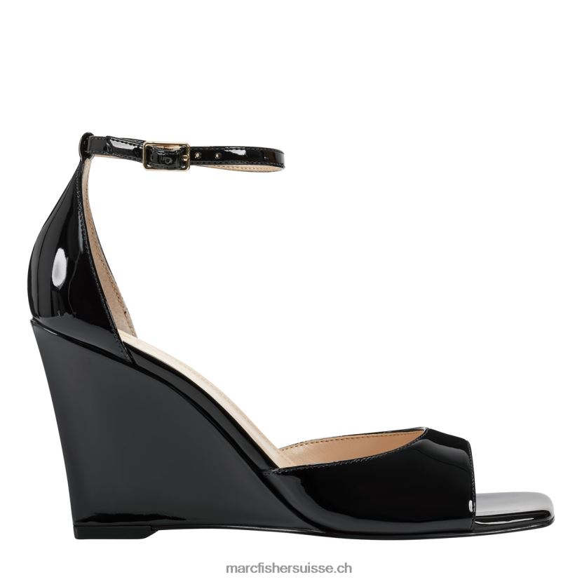 femmes Marc Fisher sandale compensée camira 084JBX225 vernis noir