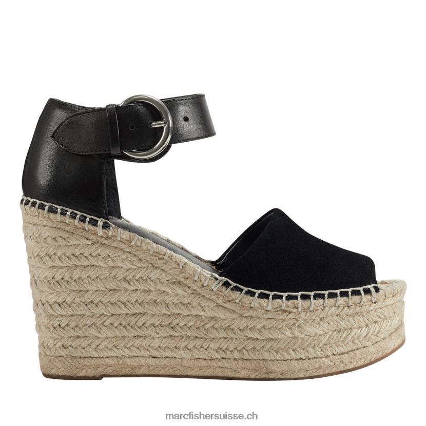 femmes Marc Fisher sandale compensée espadrille alida 084JBX191 noir