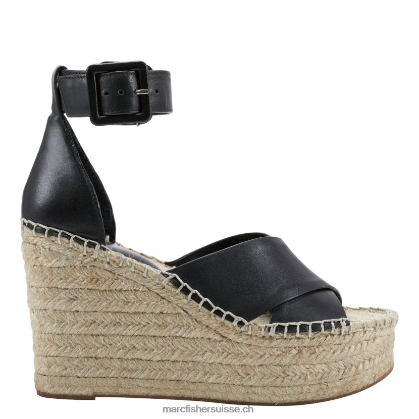 femmes Marc Fisher sandale compensée espadrille en mesure 084JBX200 noir