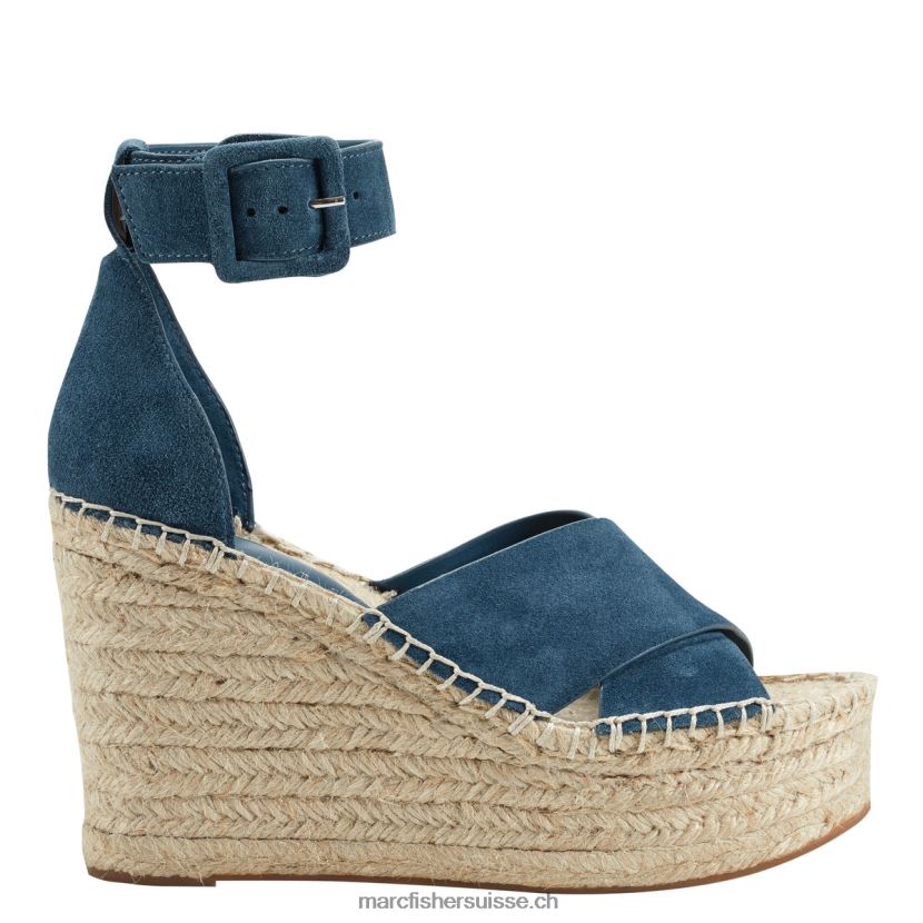 femmes Marc Fisher sandale compensée espadrille en mesure 084JBX230 bleu