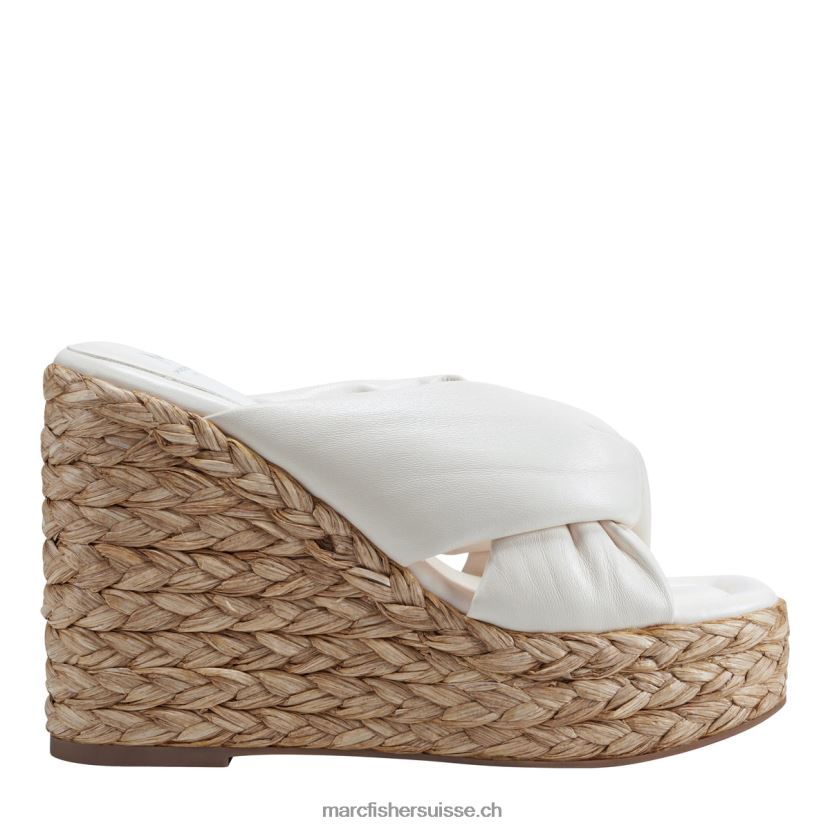 femmes Marc Fisher sandale compensée espadrille navina 084JBX231 cuir crème neuf