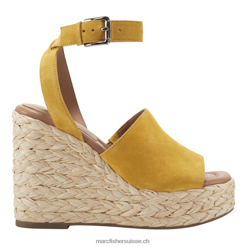 femmes Marc Fisher sandale compensée espadrille nelly 084JBX261 daim moutarde