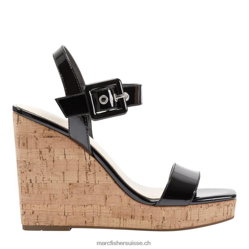 femmes Marc Fisher sandale compensée lukey 084JBX260 vernis noir