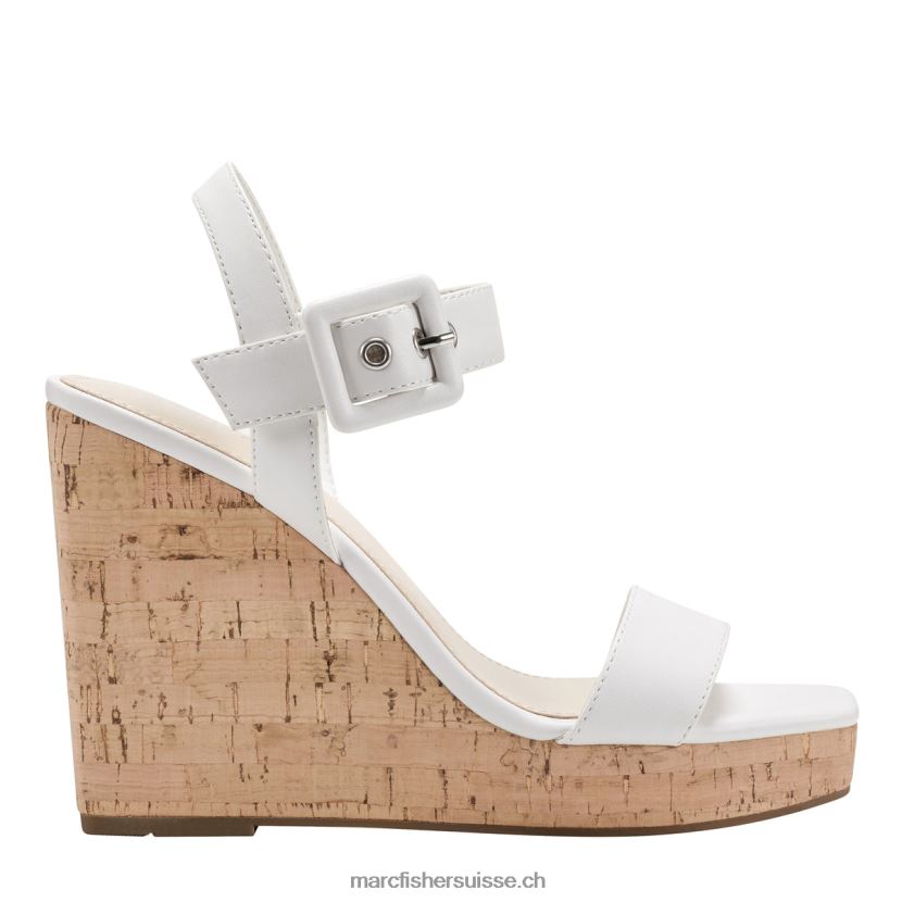 femmes Marc Fisher sandale compensée lukey 084JBX262 blanc