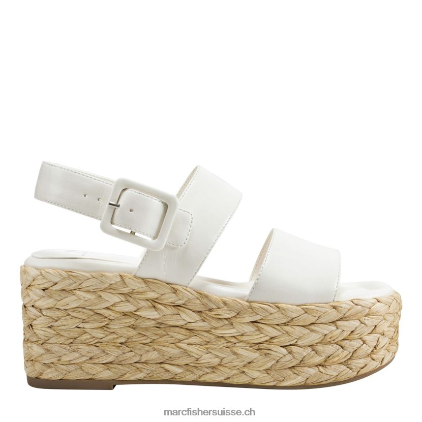 femmes Marc Fisher sandale espadrille à plateforme patryce 084JBX203 cuir crème neuf