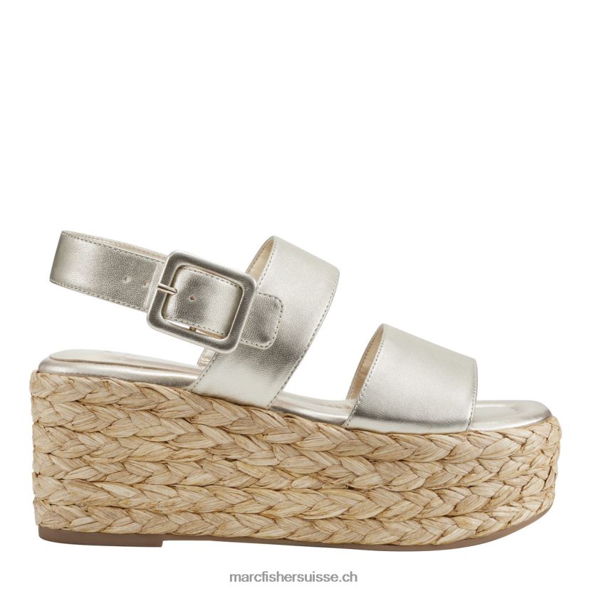 femmes Marc Fisher sandale espadrille à plateforme patryce 084JBX213 cuir platine