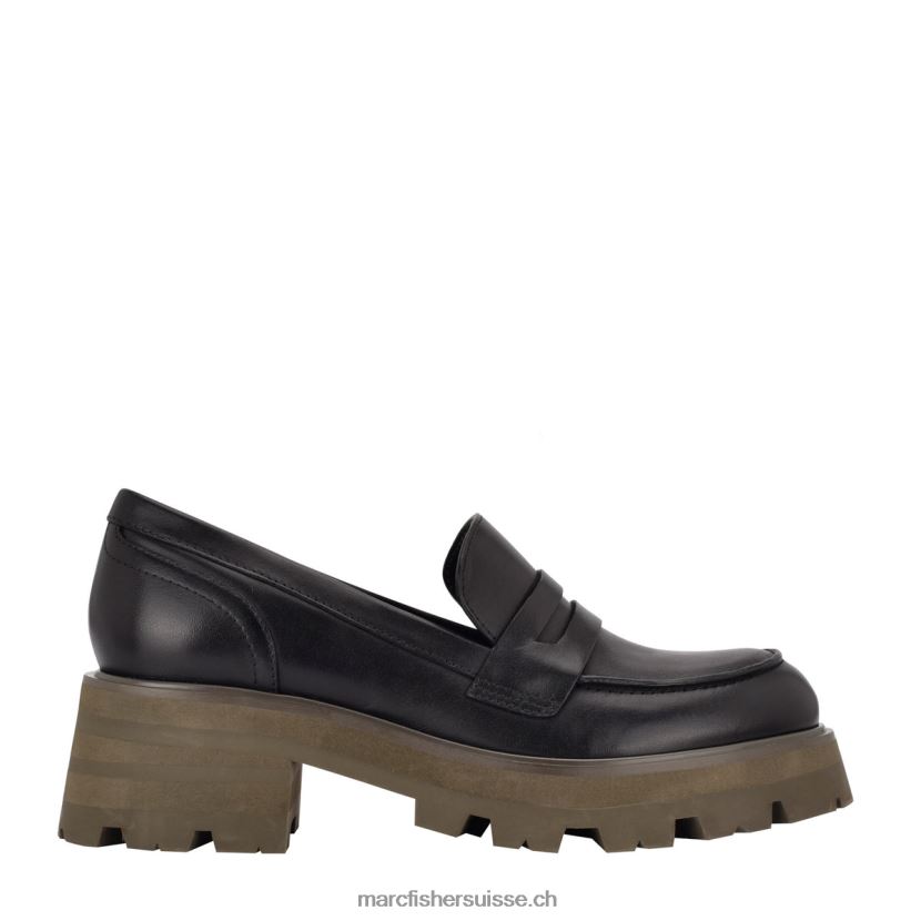 femmes Marc Fisher mocassins à semelle crantée latika 084JBX440 Cuir noir