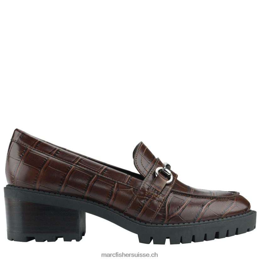 femmes Marc Fisher mocassins à talon dancel 084JBX443 croco naturel foncé