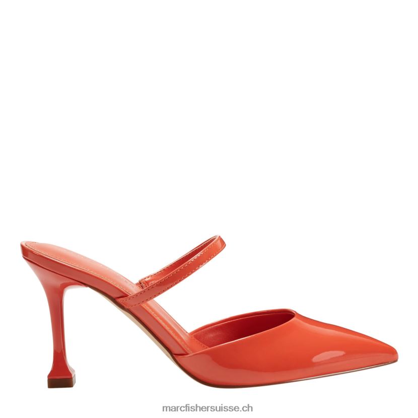 femmes Marc Fisher mule à talon hadais 084JBX499 brevet orange