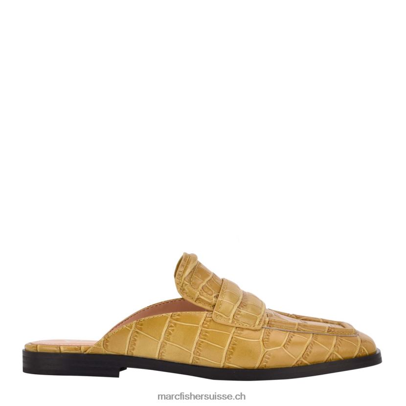 femmes Marc Fisher mules mocassins flyta 084JBX508 cuir gaufré croco beige