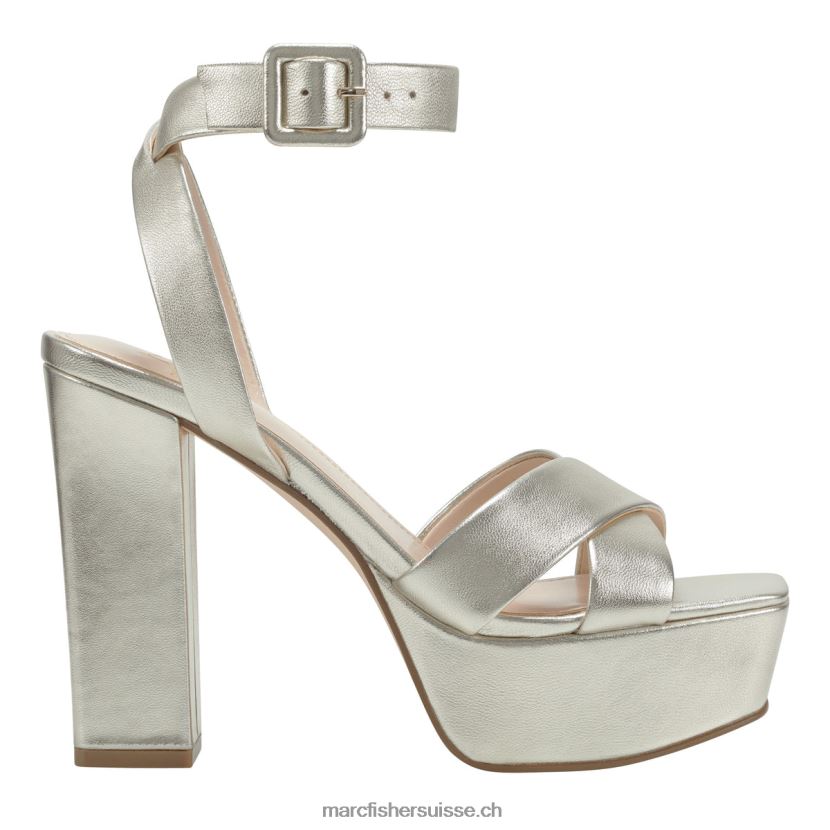 femmes Marc Fisher sandale plate-forme à bride de cheville faril 084JBX571 cuir platine