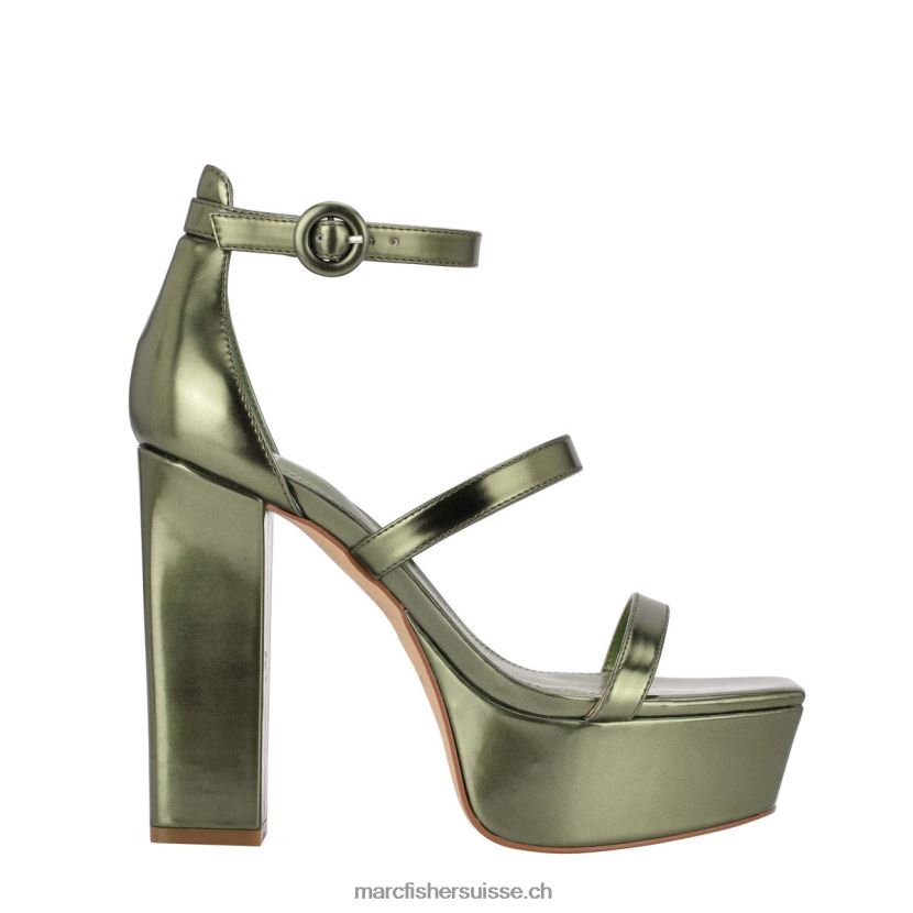 femmes Marc Fisher sandale plate-forme à bride de cheville frita 084JBX588 cuir métallisé vert