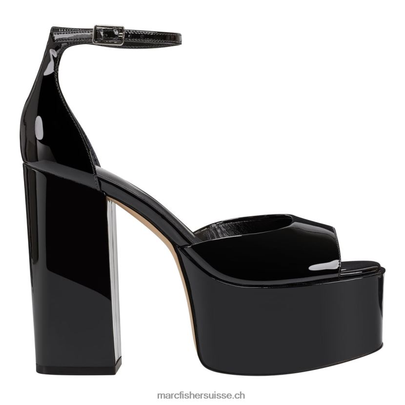 femmes Marc Fisher sandale à plateforme della 084JBX574 cuir verni noir