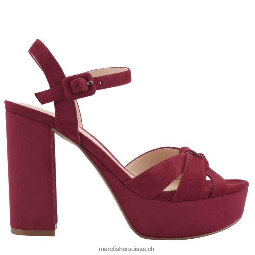 femmes Marc Fisher sandale à plateforme en damas 084JBX567 daim rouge