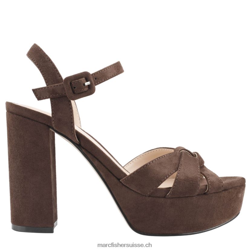 femmes Marc Fisher sandale à plateforme en damas 084JBX589 daim marron