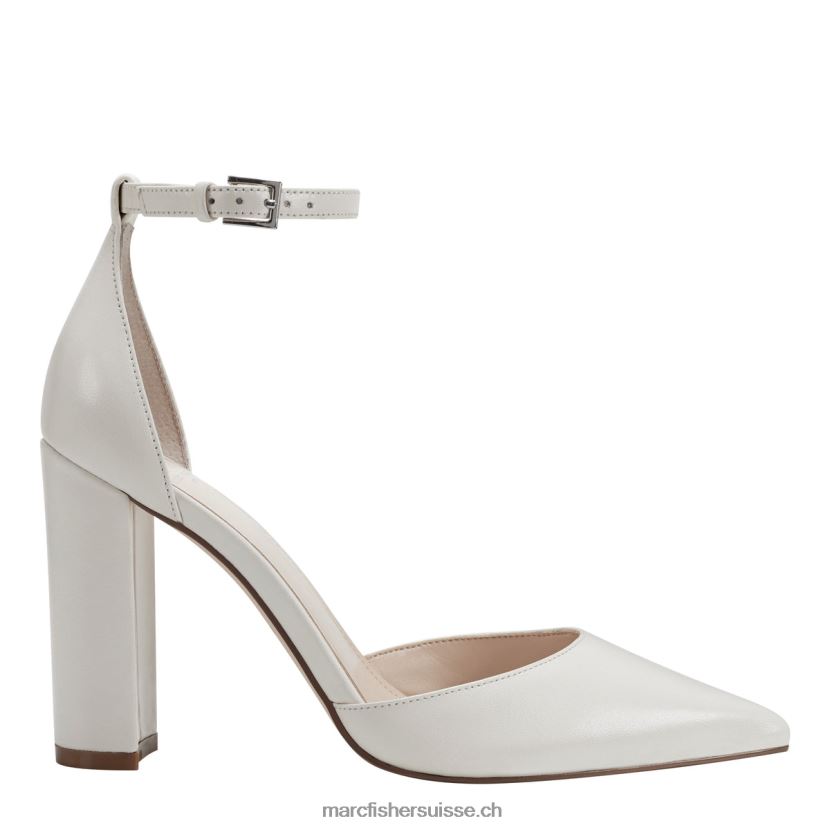 femmes Marc Fisher arnette bride à la cheville talon 084JBX342 cuir crème neuf