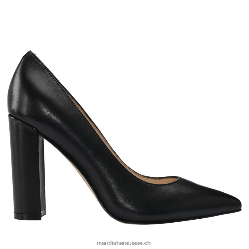 femmes Marc Fisher escarpin abilene à talon bloc et bout pointu 084JBX595 Cuir noir
