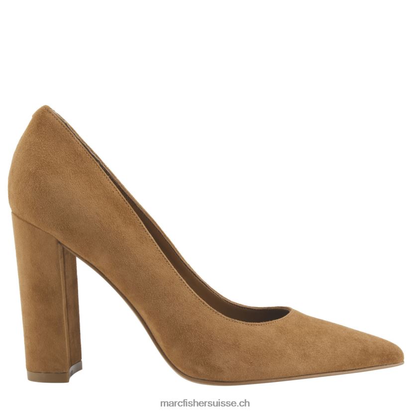femmes Marc Fisher escarpin abilene à talon bloc et bout pointu 084JBX623 suède cognac