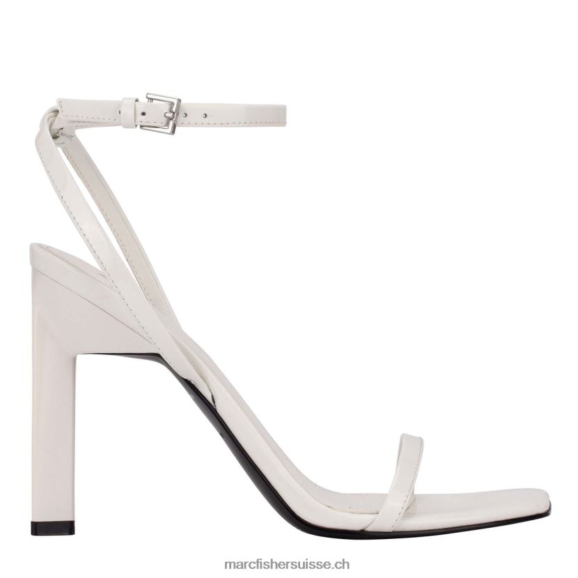 femmes Marc Fisher arthur sandale à talon et lanières 084JBX419 cuir blanc