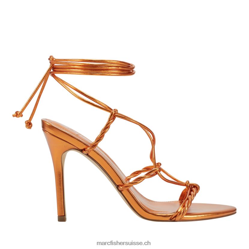 femmes Marc Fisher bea sandale à talon enveloppant la cheville 084JBX357 orange métallisé