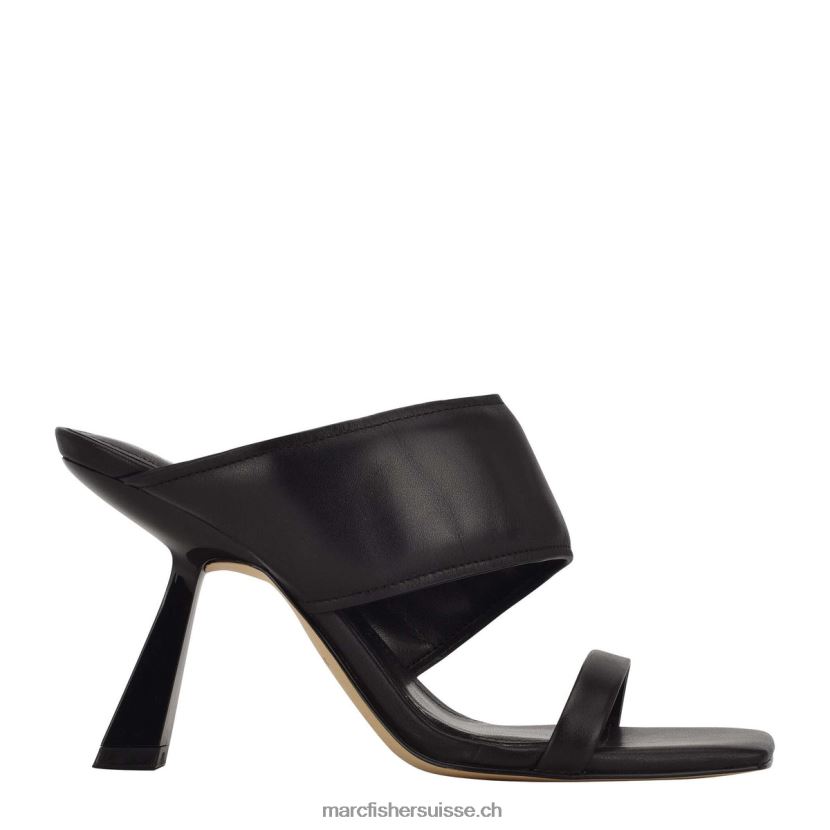 femmes Marc Fisher claquettes deann à bout carré et talon 084JBX539 Cuir noir