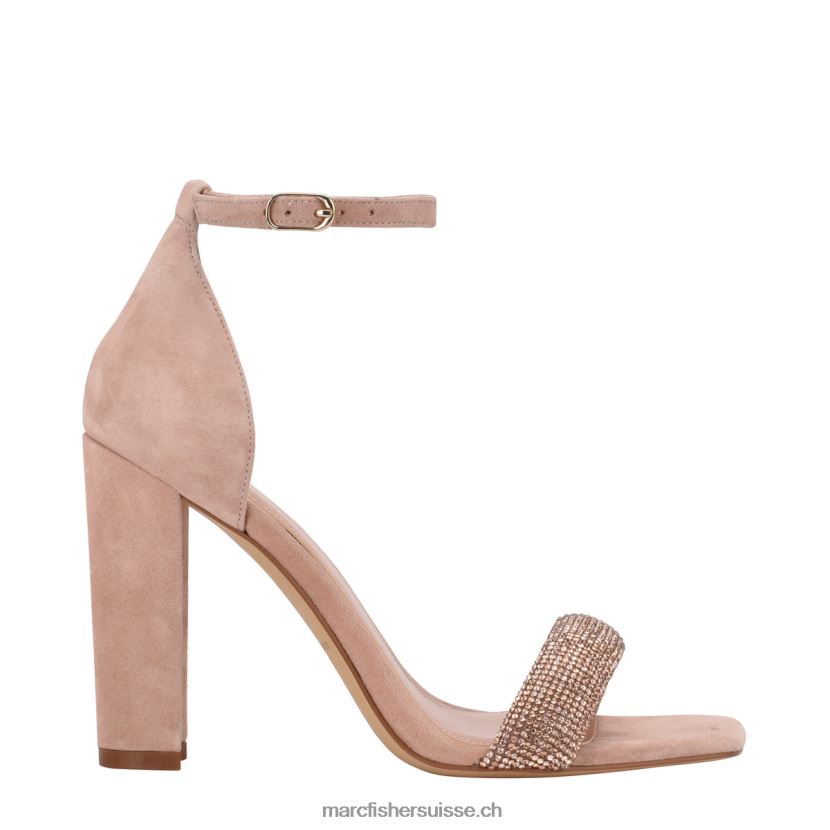 femmes Marc Fisher sandale à talon et bride cheville angelo 084JBX403 daim naturel rose