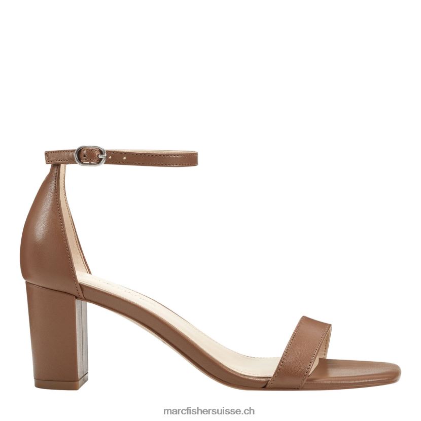 femmes Marc Fisher sandale à talon et bride cheville jaron 084JBX392 cuir marron clair